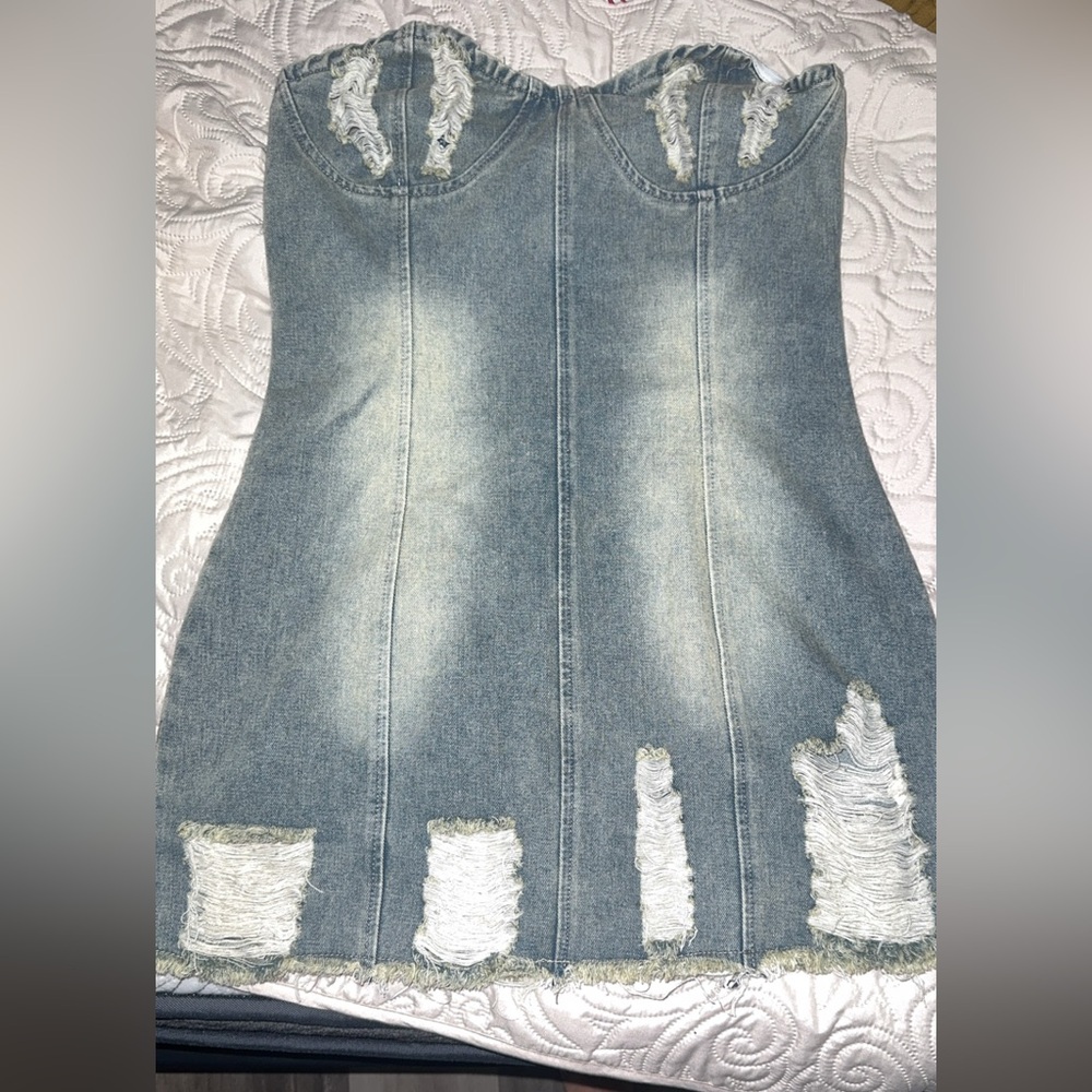 Distressed Denim Skirt